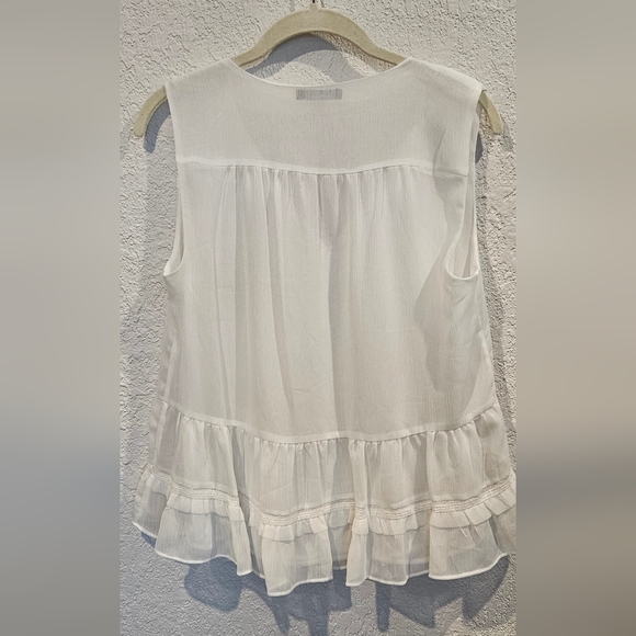 Tommy Hilfiger White Ruffle Top Size Small - Picture 4 of 4